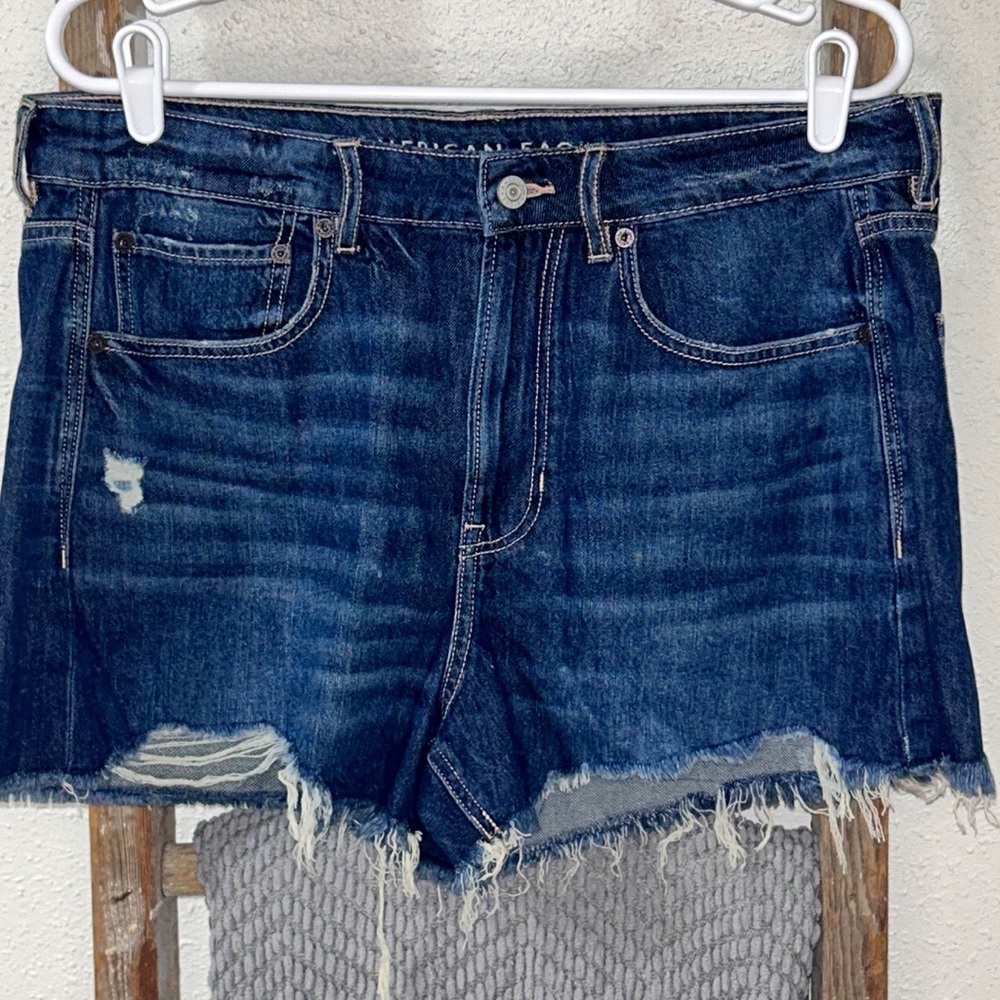 American Eagle high waisted Tom girl distressed raw hem shorts size 14